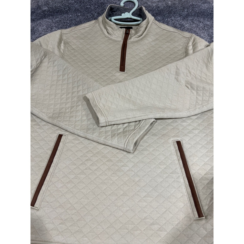 Magaschoni Mens Quilted Quarter Zip Pullover Tan G503120M Size Medium NWT
